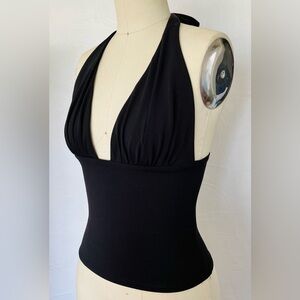 GARAGE XS Black Pixie Plunge Halter Top